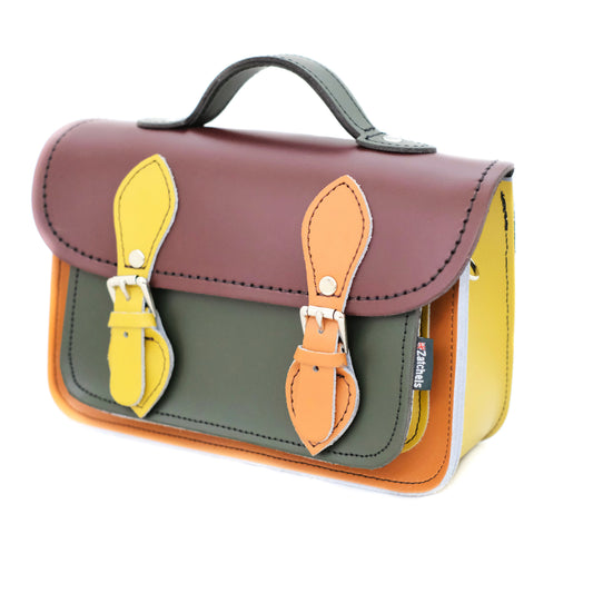 Close-up of the Adjustable Strap of the Handmade Micro Satchel Plus, revealing high-quality leather and elegant nickel silver buckles for a sophisticated finish.