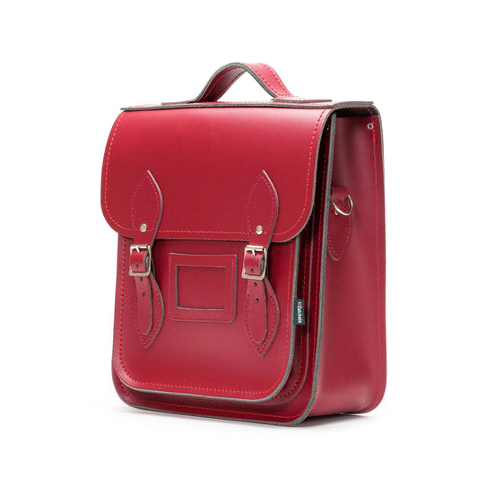Luxury handmade Oxblood leather city backpack, showcasing elegant design and premium craftsmanship, suitable for tablets and laptops.