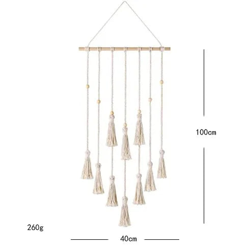 Elegant solid colour hand-crafted cotton tapestry featuring delicate tassels, ideal for modern Nordic home interiors premium decoration.