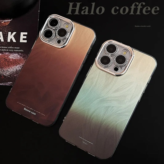 Luxury brown gradient full cover phone case for iPhone 15 Pro Max and Samsung Galaxy, showcasing a stylish design with premium material.
