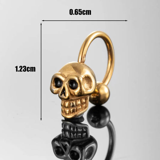 1 Piece Hip-Hop Vintage Style Punk Skull 316 Stainless Steel Ear Studs