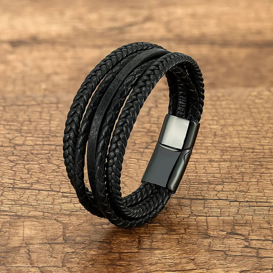 Close-up view of the Men's Vintage Punk Geometric Wristband, highlighting the intricate geometric pattern and luxurious materials that reflect a modern punk aesthetic.