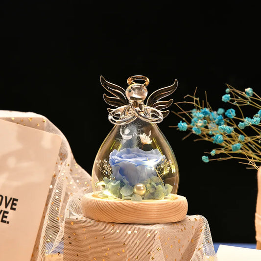 Intricate design of a beautiful glass angel ornament ideal for sophisticated party settings.