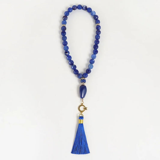 Exquisite Close-up of the Classical Ethnic Round Tassel Rosary, showcasing the premium Arylic and Alloy materials.
