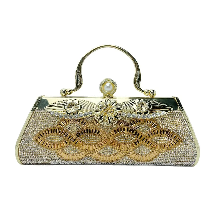 Elegant large capacity square handbag with chain and lock, crafted from durable polyester, perfect for fashionable evening outings.