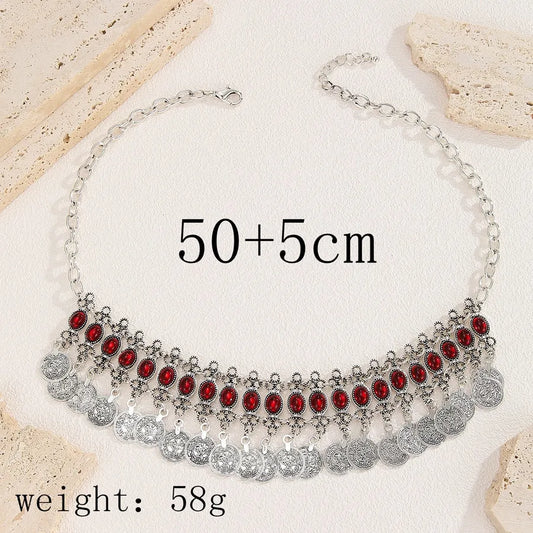 Exaggerated Bohemian Ethnic Style Headwear Necklace Two-In-One Vintage Jewelry Hairband Travel Photography Accessories For Women