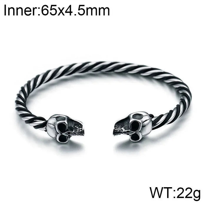 Magnificent Men's skull bangle bracelet made from durable stainless steel, perfect for making a bold fashion statement this Halloween.