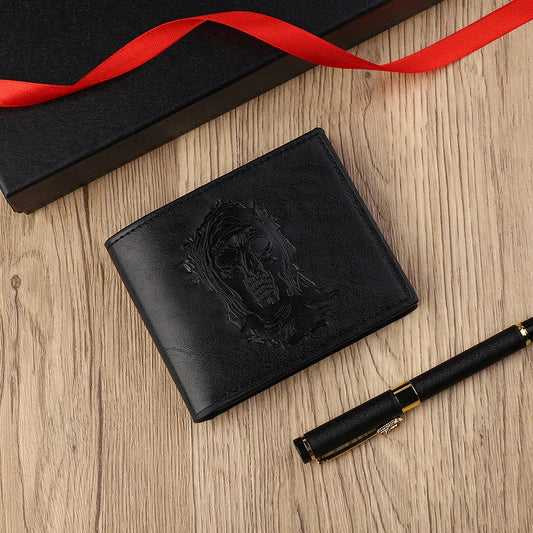 Men's Skull Pu Leather Flip Cover Small Wallets