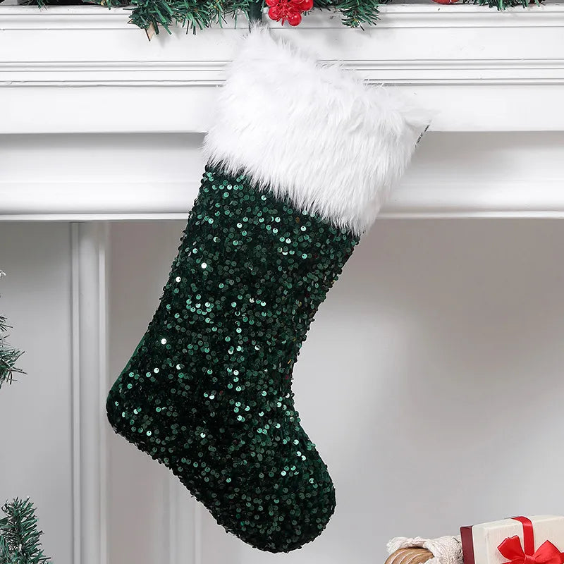 Sophisticated indoor Christmas socks presented in a beautifully styled display, ideal for festive gatherings and cozy celebrations.