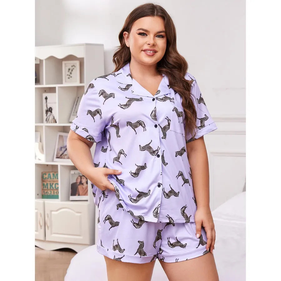 Luxury plus size casual summer two-piece set featuring a chic V neck cardigan and stylish half sleeves for women, perfect for home or outdoor occasions.