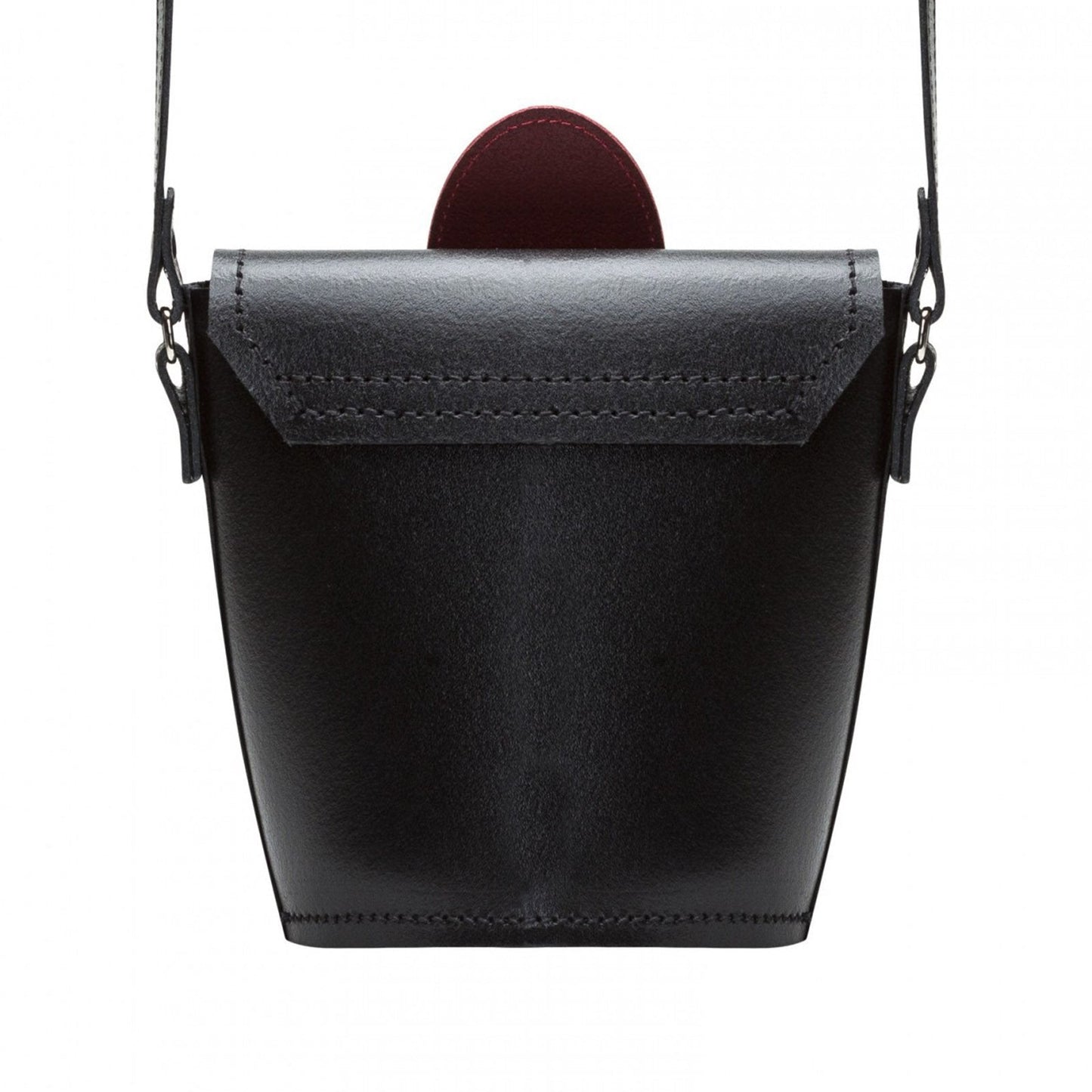 Close-up view of the stunning poppy floral design on the red handmade leather barrel bag, highlighting the intricate detailing and sophisticated style of this luxury accessory.