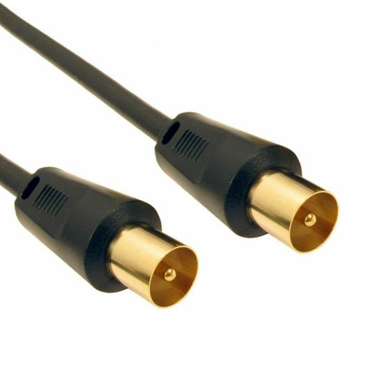 The Electronics Hub TV Aerial Coax Cable Male to Male with Female Coupler Gold Plated