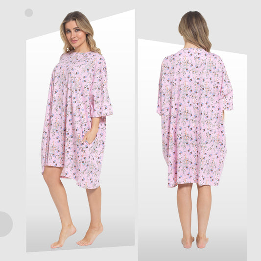 Charming giraffe print on the Women's Baggy Nighty Dress, exemplifying playful luxury in stylish sleepwear for discerning ladies.
