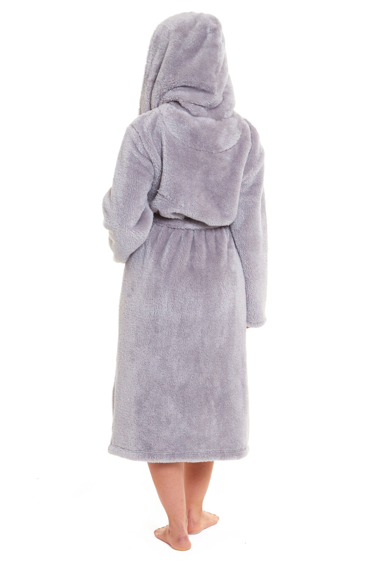 Durable women's grey snuggle robe featuring a relaxed fit, ideal for ultimate comfort during cooler evenings or casual lounging.