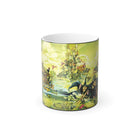 A luxurious mug featuring vibrant artwork inspired by Terry Pratchett's 'Witches Abroad', showcasing a whimsical landscape with witches, a castle, and fantastical elements that reflect the enchanting themes of his storytelling.