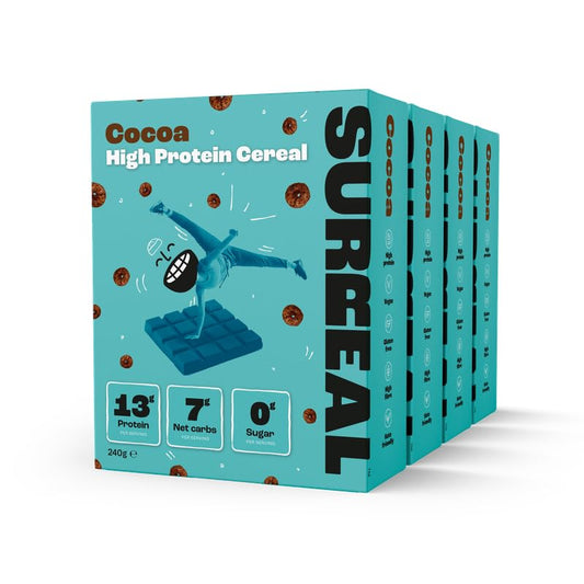 Indulge in Surreal High Protein Cereal for a Luxurious Start, showcasing an elegant bowl of Surreal high protein cereal with rich flavours and vibrant toppings, perfect for a nutritious breakfast.