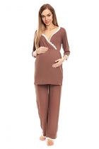 Discover Luxury Maternity & Nursing Pajamas designed for effortless postpartum comfort, featuring elegant non-compressing panels and sophisticated lace trim to enhance the breastfeeding experience.