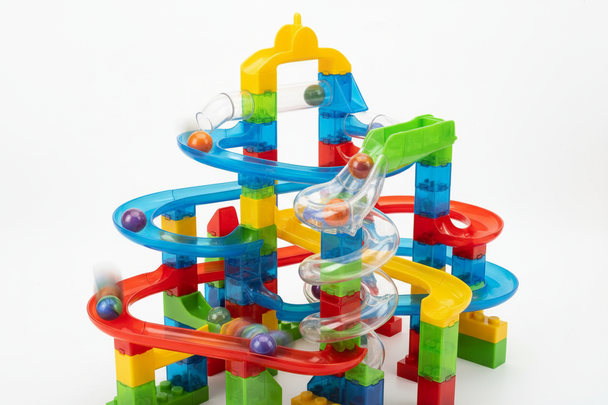 Elegant and intricate Marble Track Sets featuring Ravensburger GraviTrax Extension Magnetic Cannon and other premium components, designed for a luxurious marble run experience.
