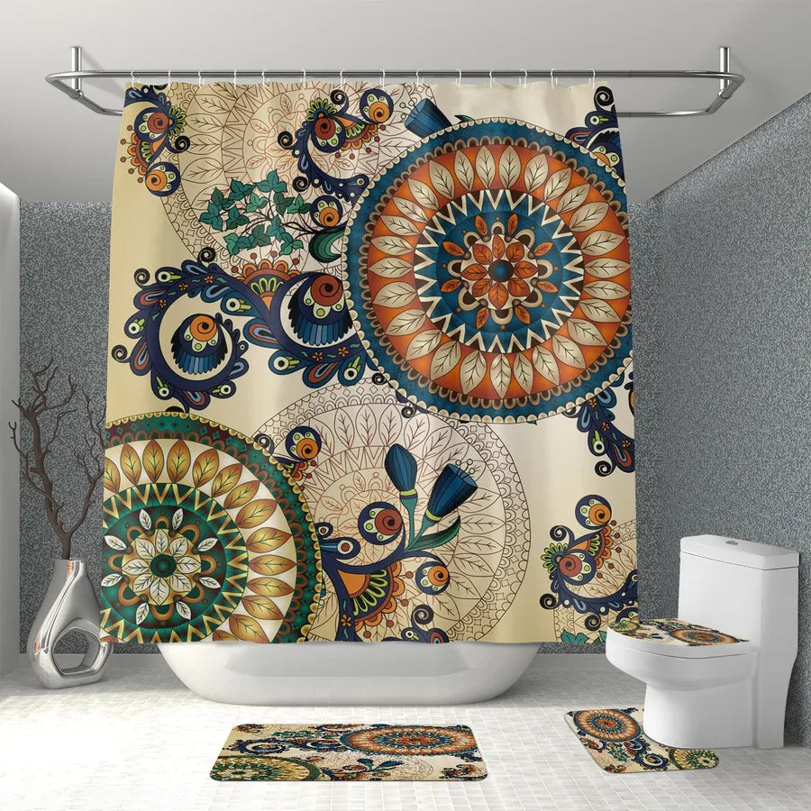 Luxury mint green Lerores shower curtain measuring 180 x 200 cm, featuring a weighted hem, anti-mould technology, and water-repellent washable polyester fabric, designed for elegant bathroom aesthetics.