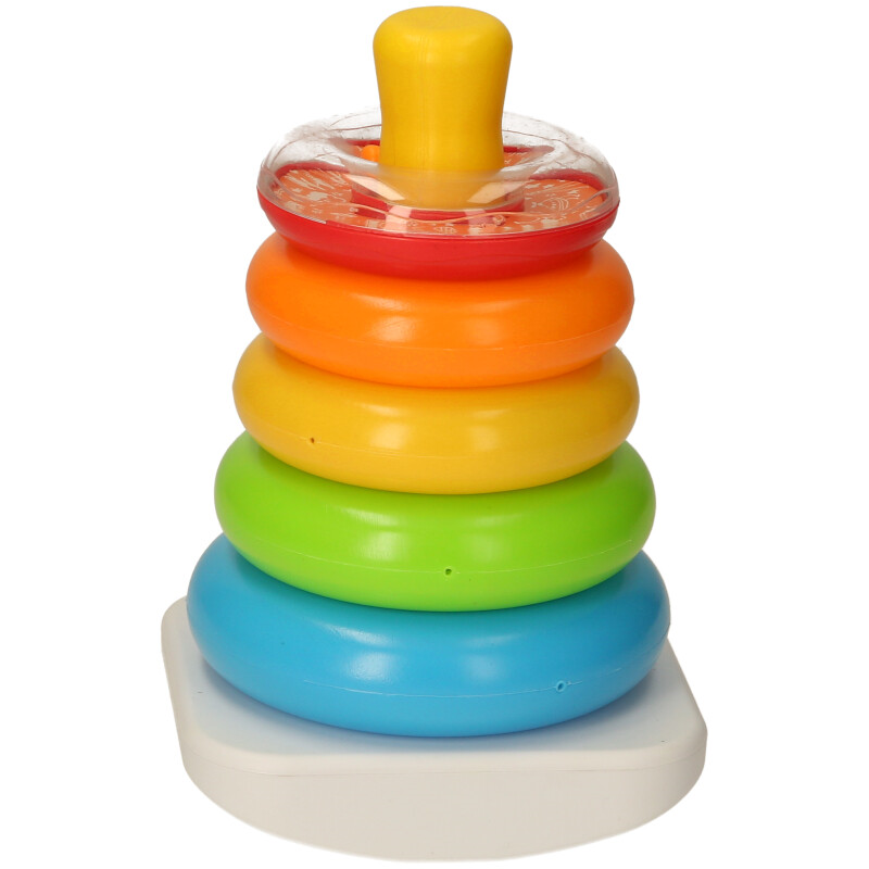 Elegant baby stacking rings toy featuring a vibrant 7-piece colourful ring set, ideal for fine motor skill development and colour learning, exemplifying luxury in Sorting & Stacking Toys.