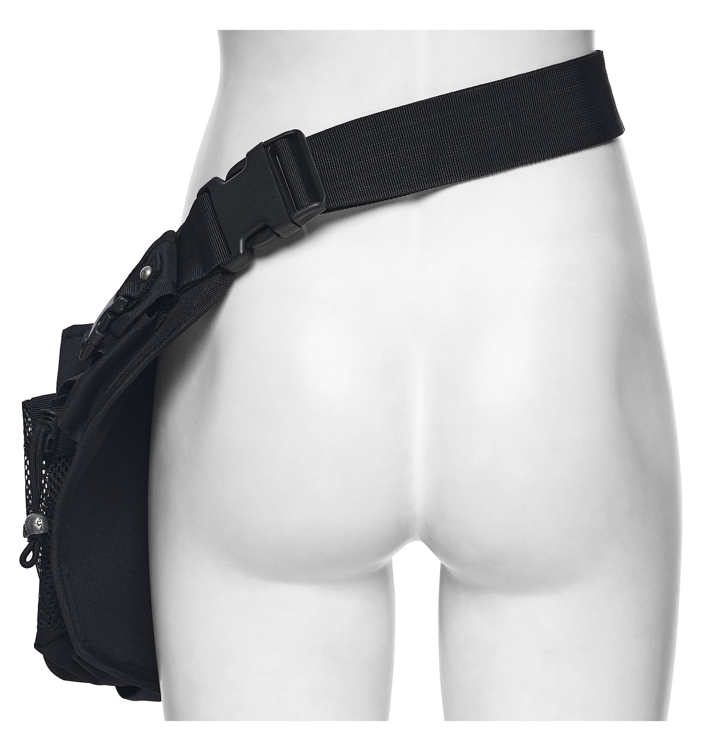 Detailed image of the Punk Rave Tactical Goth Canvas Skull Waist-Leg Bag features, including heavy-duty rivets and gothic skull motifs, encapsulating its unique industrial aesthetic.