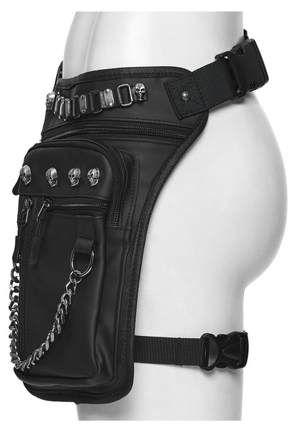 Stylish view of the Punk Rave Cyberpunk Waist-Leg Bag, featuring adjustable straps and a rebellious design for urban adventurers.