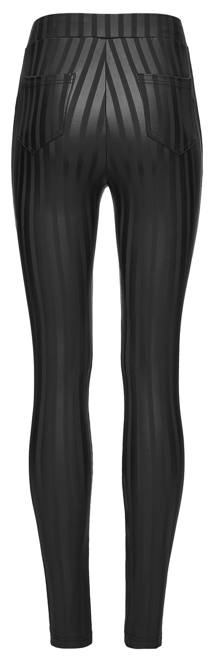 Back view of the high-waisted goth leggings from Punk Rave, highlighting practical back patch pockets and a chic silhouette.