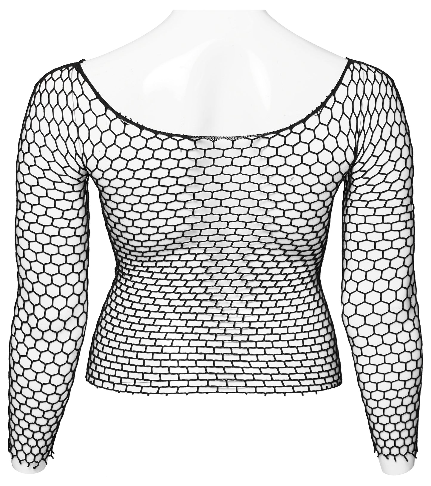 Punk Rave Constance Gothic Long Sleeve Top in plus size 16-24 featuring a sophisticated hex net design, perfect for adding an edgy yet elegant touch to your wardrobe.