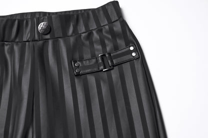 High-waisted Punk Rave Althea leggings featuring decorative buckle straps, showcasing a sleek silhouette crafted from stretch rubberized fabric, ideal for adding an edgy flair to any outfit.