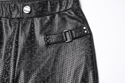 Full-length view of the Punk Rave Ravenna Leggings in a stylish ensemble, emphasizing the luxurious fabric and flattering fit that epitomises contemporary elegance.