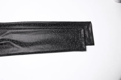 Punk Rave Ravenna Leggings in high-rise black with a prism-effect finish, showcasing delicate buckle straps and practical back pockets, perfect for a luxurious dark aesthetic.