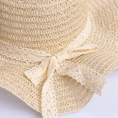 HelloBaby Mom Straw Ribbon Hat - Ecru