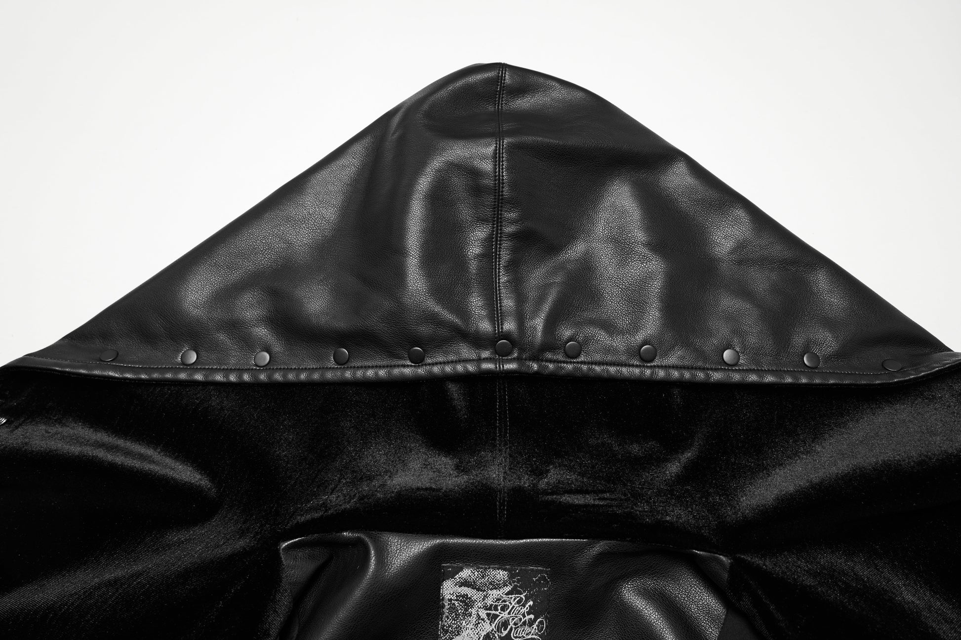 Back view of the Punk Rave Nyx Faux Leather Jacket highlighting the cinched waist design for a flattering silhouette, a must-have in alternative style wardrobes.
