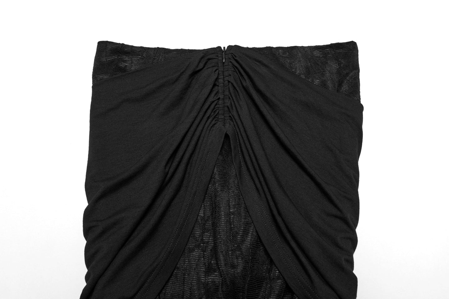 Full-length view of a model wearing the Punk Rave Arti Fishtail Skirt, elegantly styled to accentuate body shape with a fashionable punk edge.