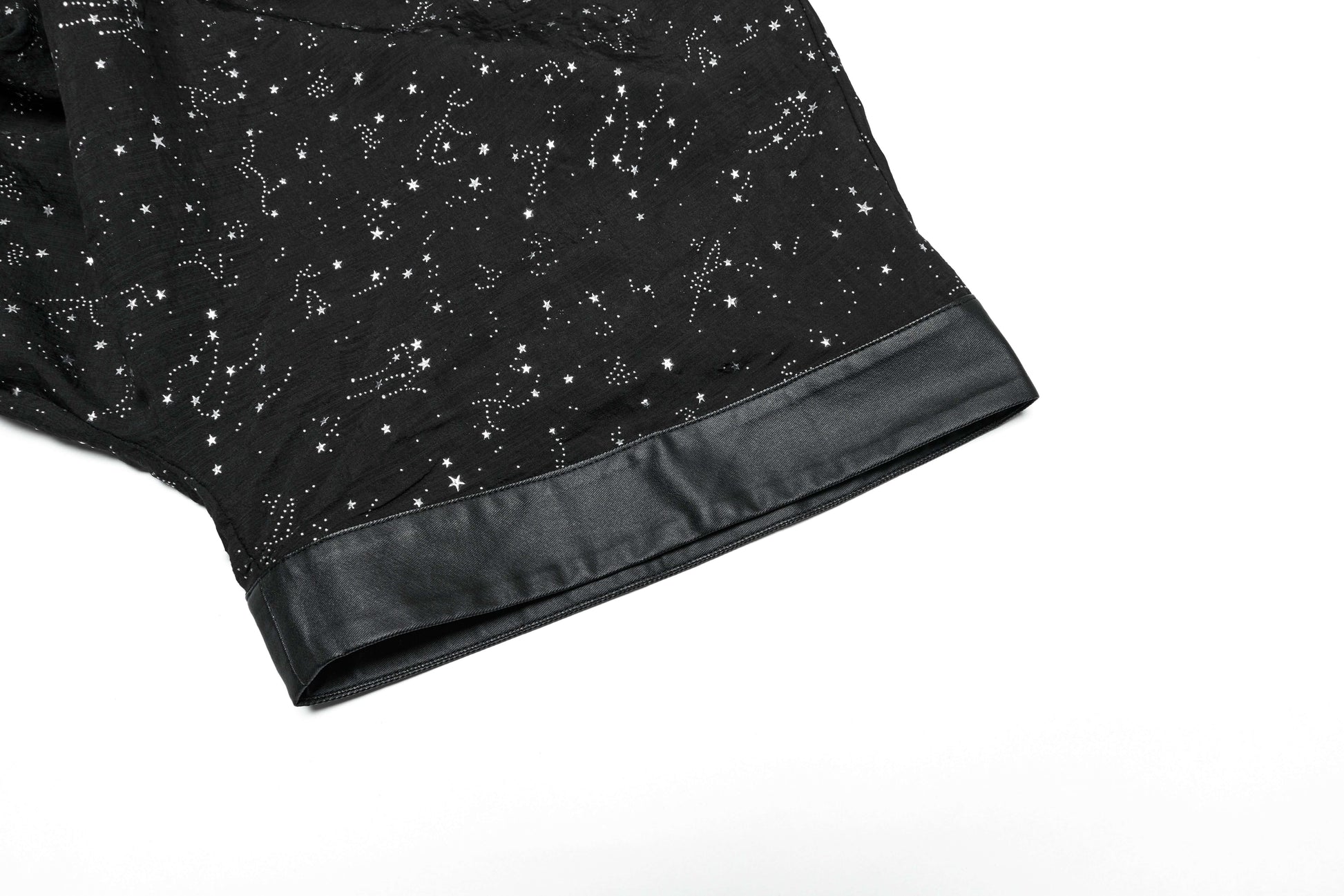 Close-up view of the Punk Rave Augusta Kimono Jacket's glossy woven fabric and braided waistband, showcasing its unique design and luxurious details.