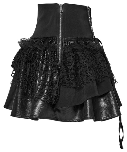 Close-up view of the Punk Rave Salome Cake Skirt detailing the intricate layered construction and stylish side zipper.