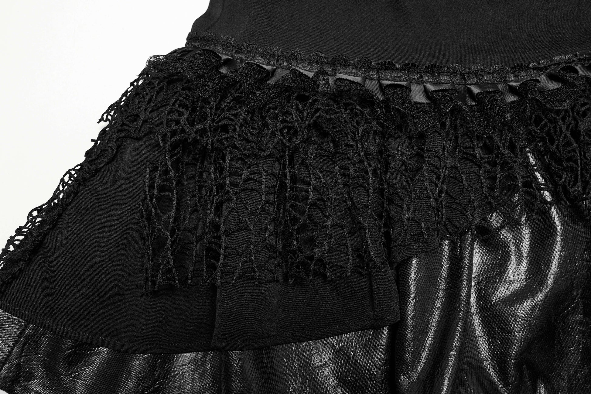 Back view of the Punk Rave Salome Layered Cake Skirt, featuring the elegant design elements and draw strap for adjustable fit.