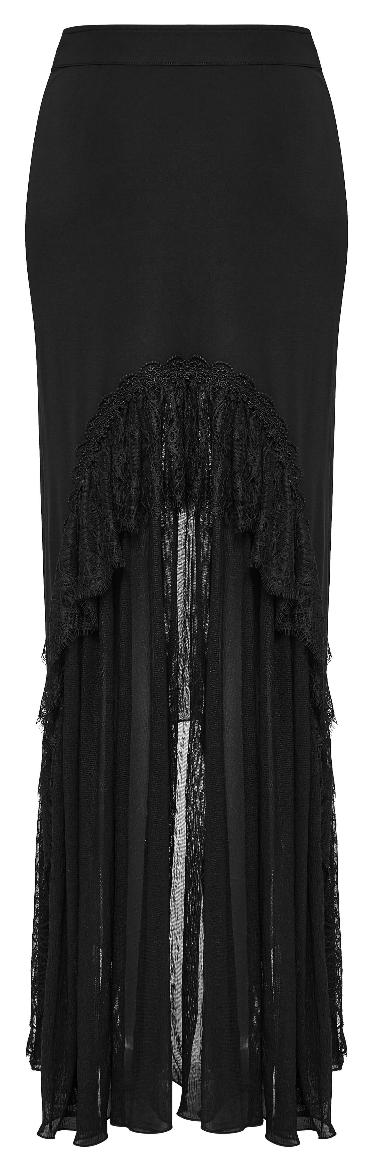 Punk Rave Blossom Knitted Asymmetrical Skirt displayed on a model, illustrating its stylish silhouette and unique design.