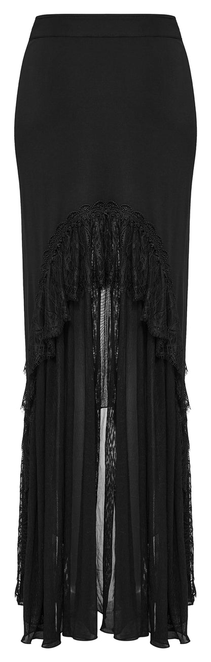 Punk Rave Blossom Knitted Asymmetrical Skirt displayed on a model, illustrating its stylish silhouette and unique design.