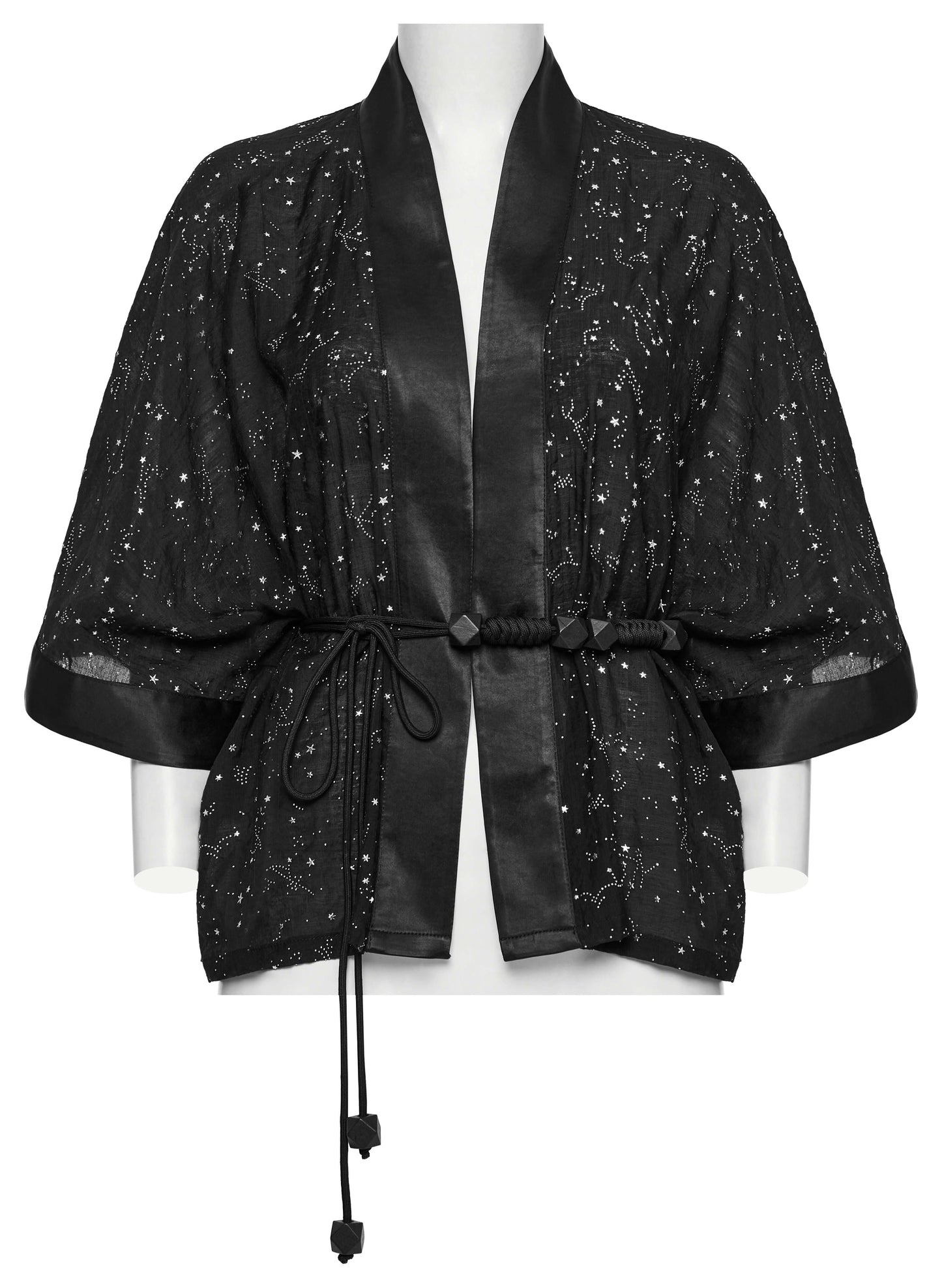 The back view of the Punk Rave Augusta Kimono Jacket, displaying its wide sleeves and refined silhouette, perfect for any occasion.