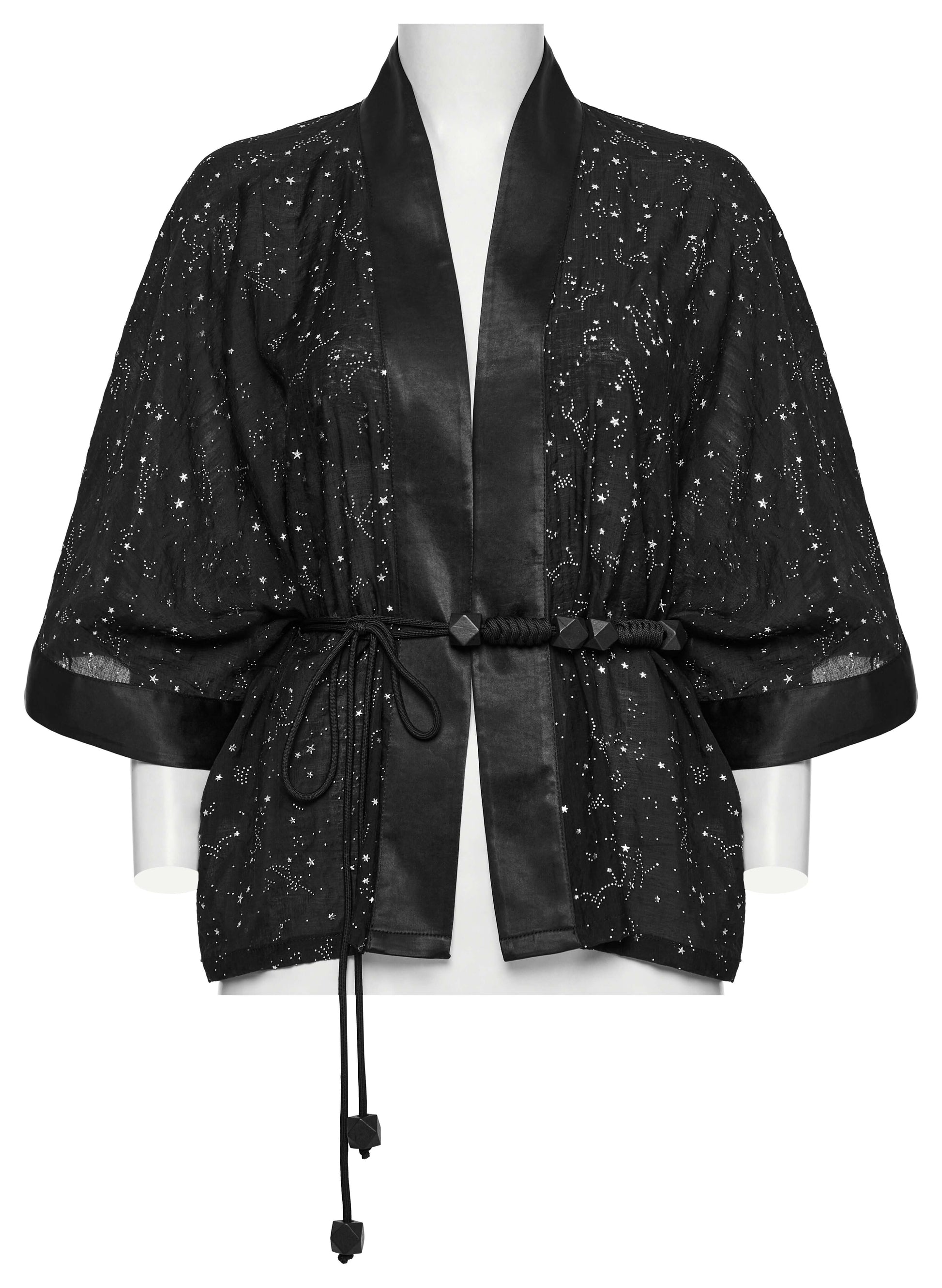 The back view of the Punk Rave Augusta Kimono Jacket, displaying its wide sleeves and refined silhouette, perfect for any occasion.