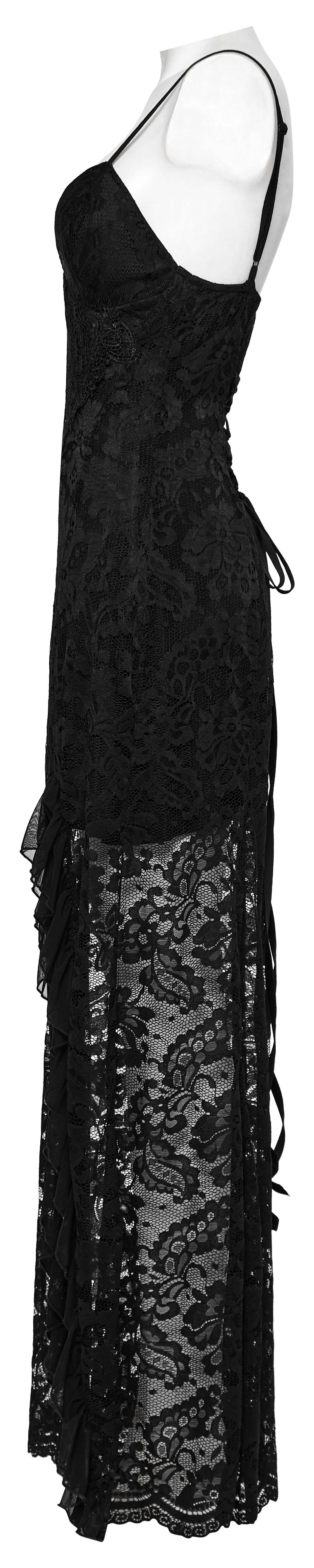 Adjustable drawstring back of the Punk Rave Aviva Lace Dress, allowing for a tailored fit and added comfort.