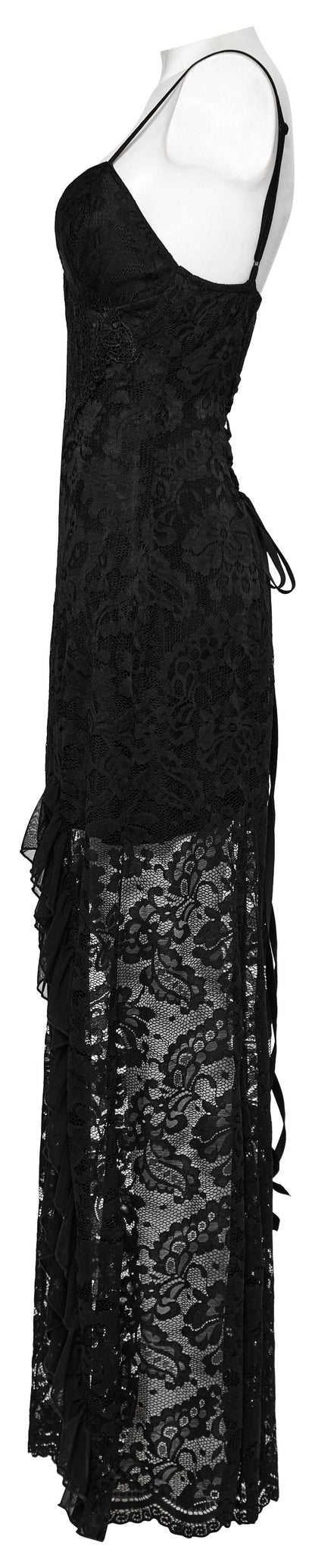 Adjustable drawstring back of the Punk Rave Aviva Lace Dress, allowing for a tailored fit and added comfort.