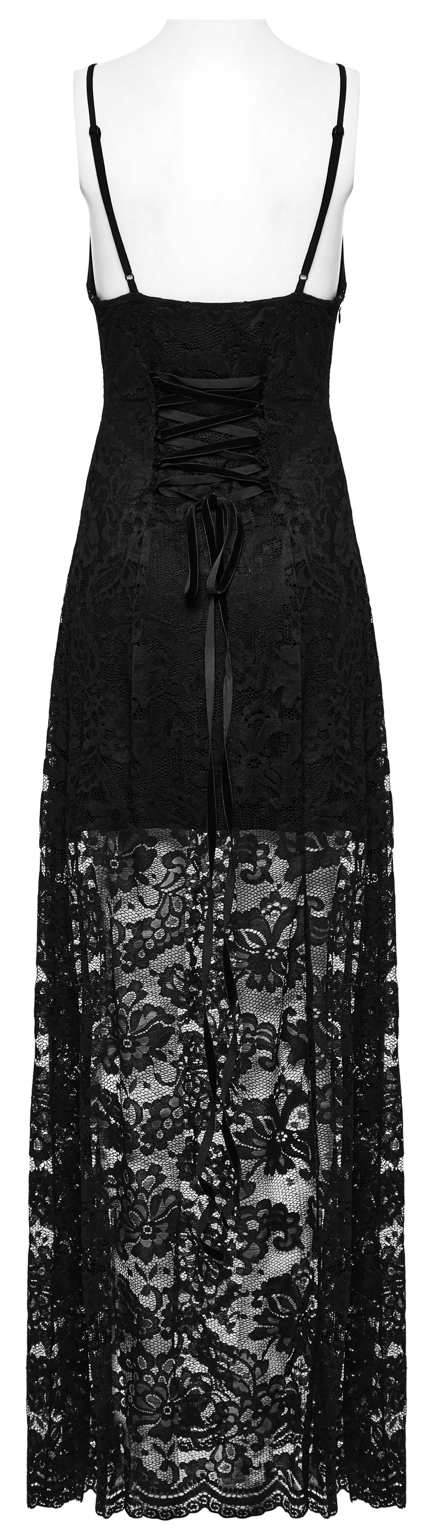 Full view of the comfortable yet chic Punk Rave Aviva Black Lace Dress, perfect for statement occasions.