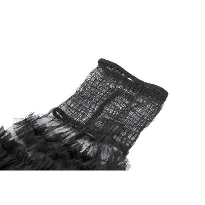 Dark in Love Ophelia Tiered Tulle Knee-High Socks featuring ruffled mesh, elegantly styled for gothic and romantic aesthetics.