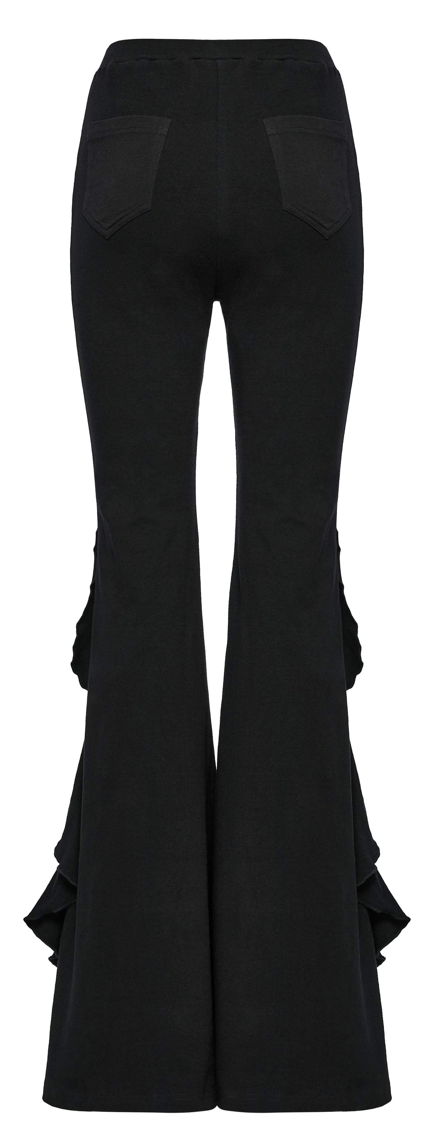 Stylish Punk Rave Veda flared pants featuring a unique ruffled fish tail hem made of soft cotton elastane for a luxurious fit.