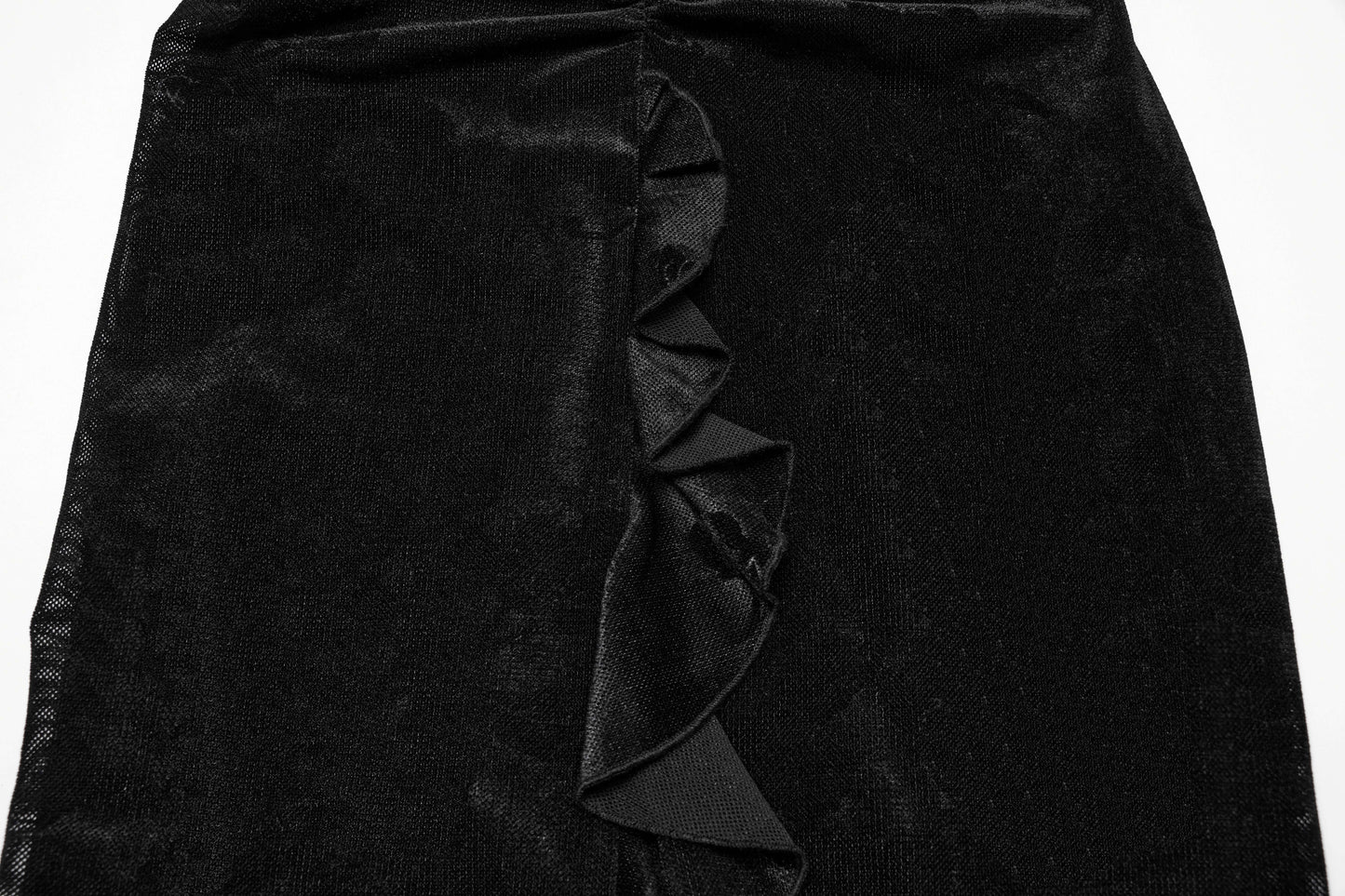 Close-up of the ruffled collar of the Punk Rave Aurelia dress, showcasing the intricate detailing and breathable mesh fabric.