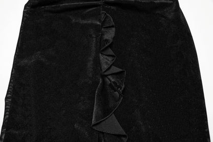 Close-up of the ruffled collar of the Punk Rave Aurelia dress, showcasing the intricate detailing and breathable mesh fabric.