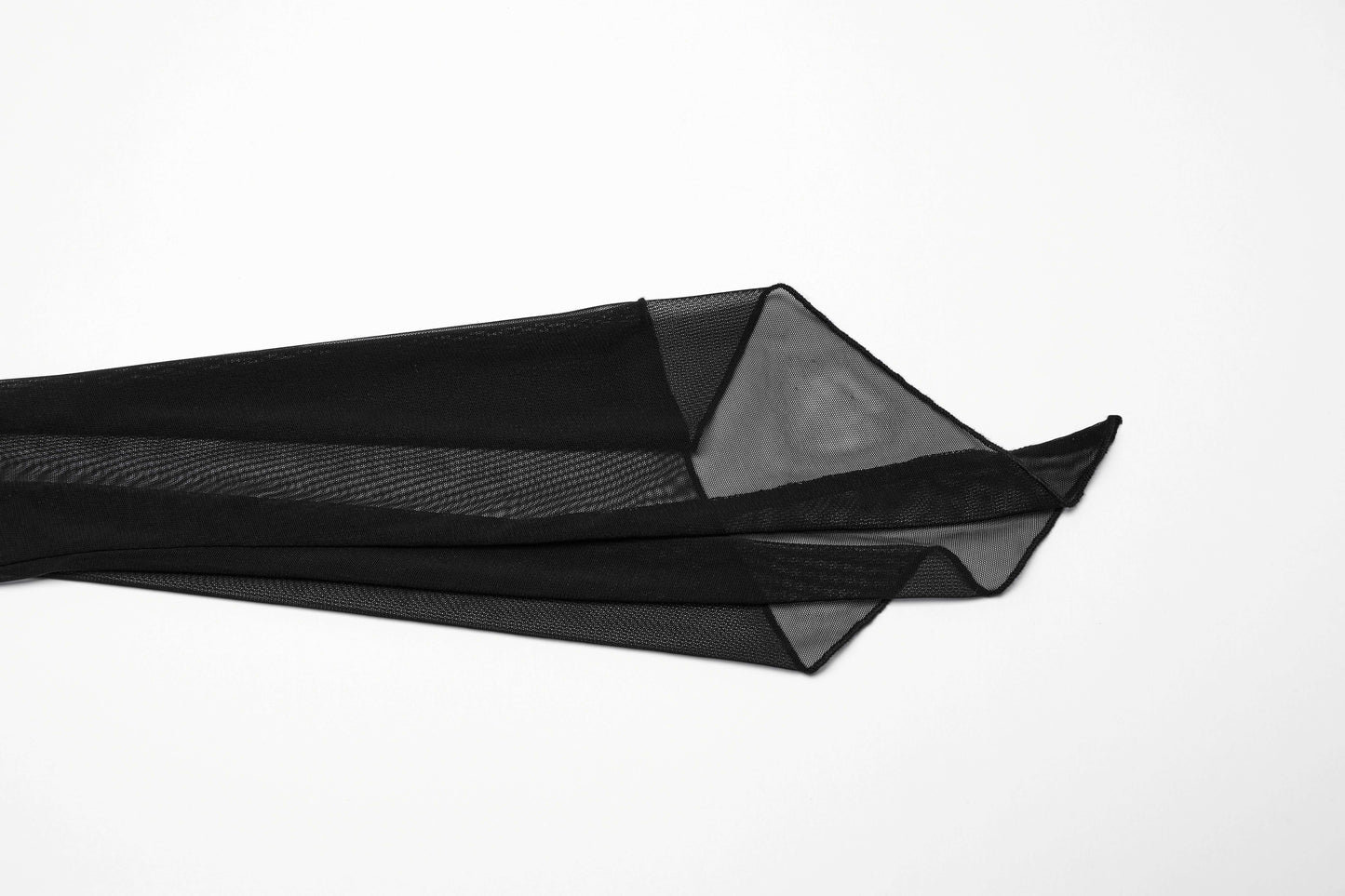 Full view of the Punk Rave Aurelia mesh dress, demonstrating its sophisticated ruffle design and flowing fishtail hem.