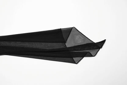 Full view of the Punk Rave Aurelia mesh dress, demonstrating its sophisticated ruffle design and flowing fishtail hem.